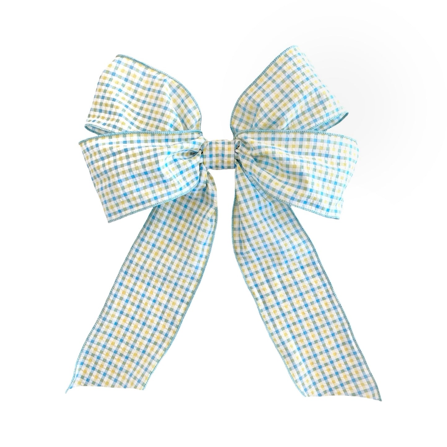 Yellow & Blue Seersucker Bow