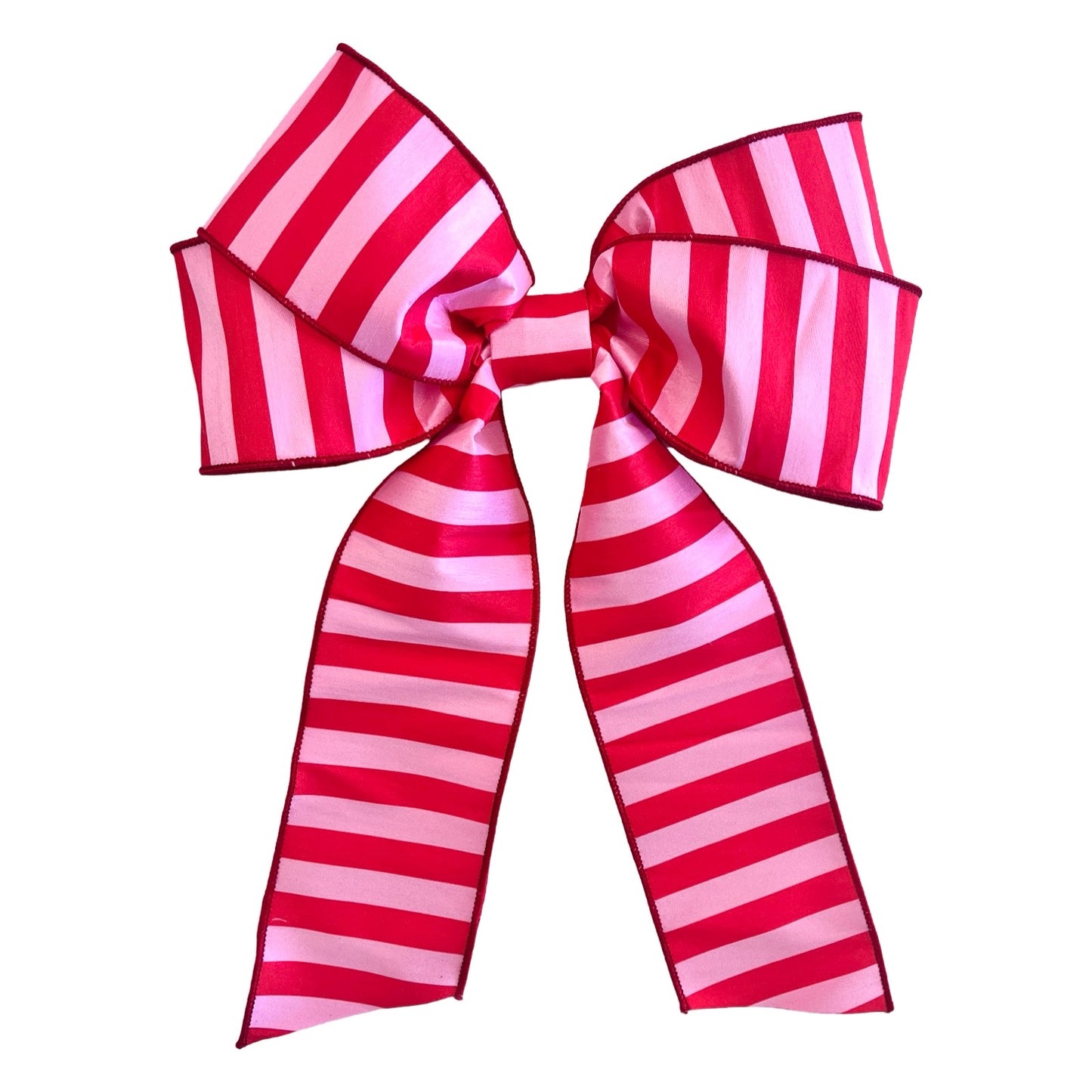 Pink & Red Dupioni Cabana Stripe Bow