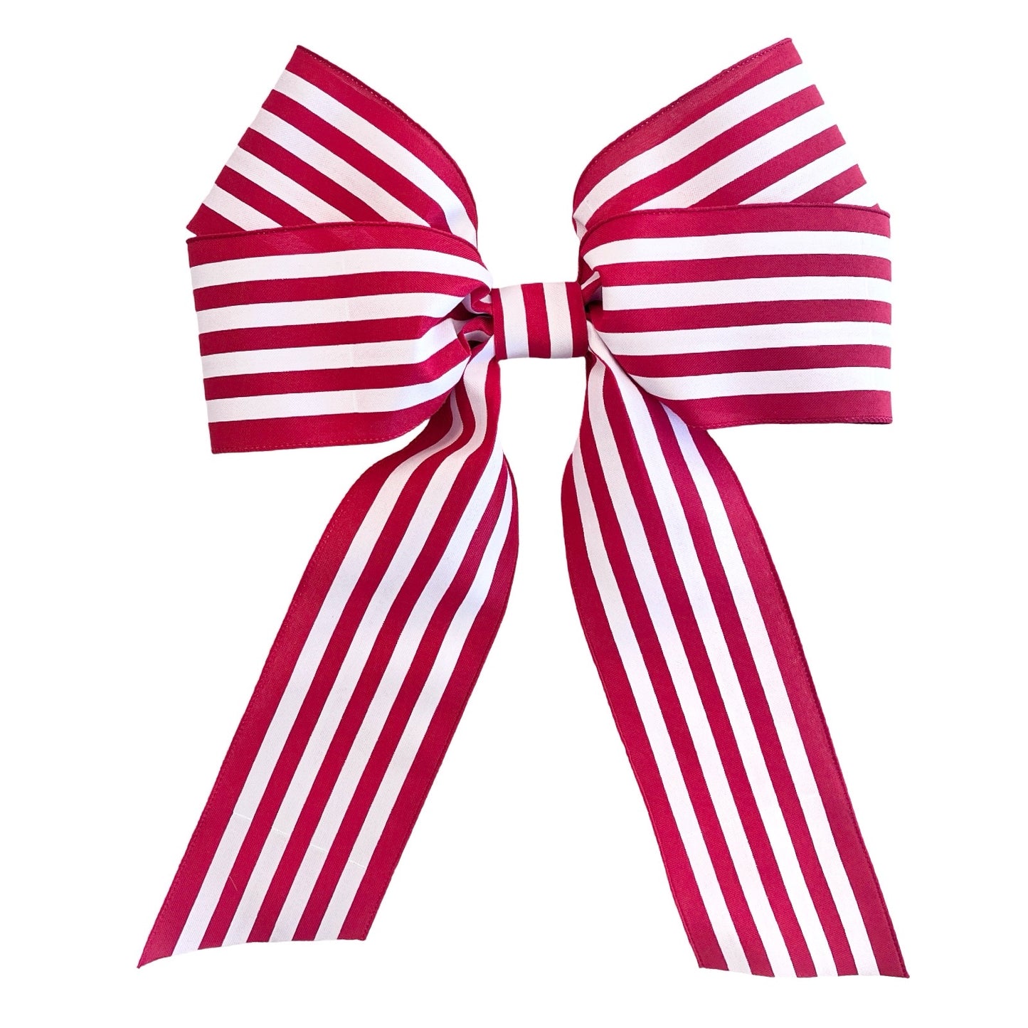 Red & White Striped Linen Bow
