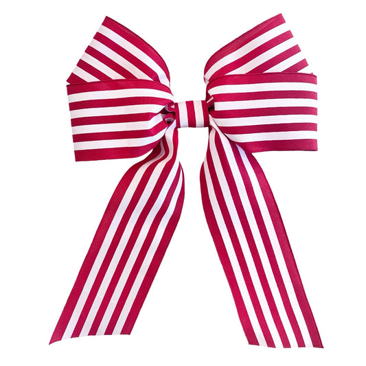 Red & White Striped Linen Bow