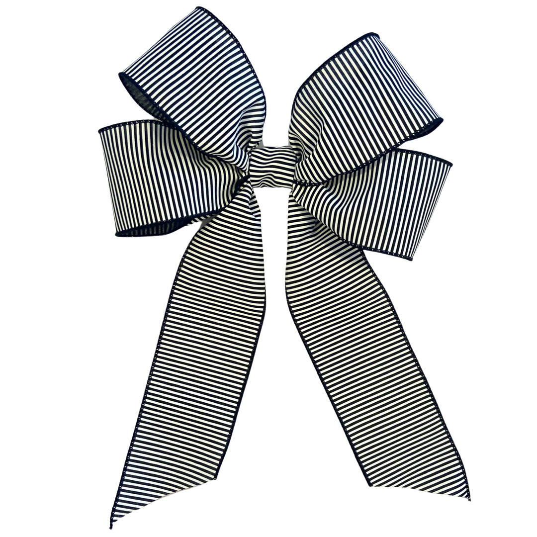 Black & White Canvas Pinstripe Bow