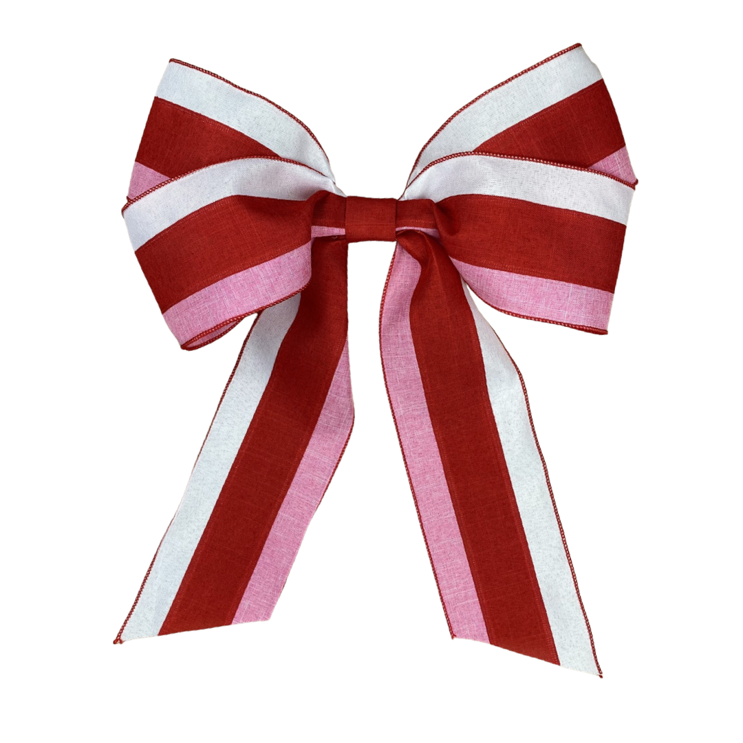 Red, White & Pink Striped Bow