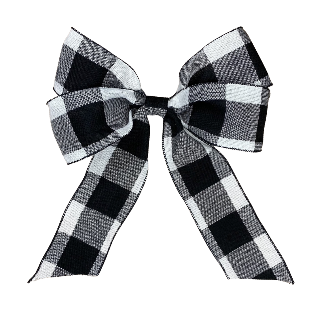 Black & White Gingham Check Bow