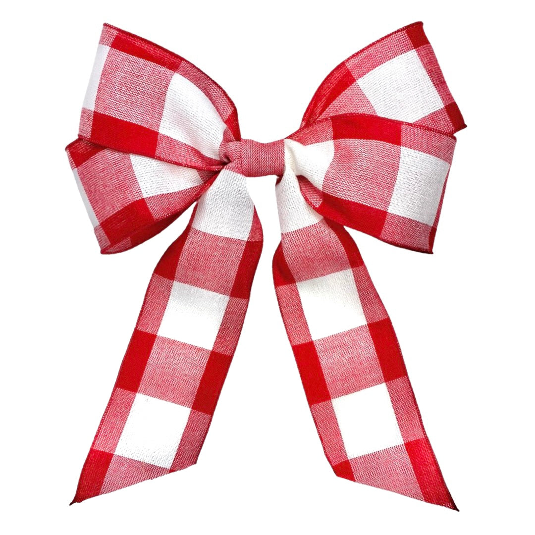 Red & White Gingham Check Bow