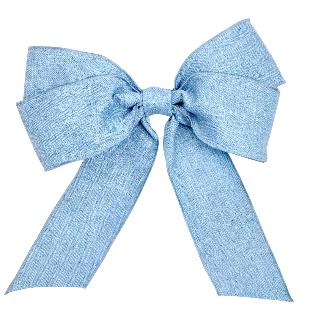 Cadet Blue Herringbone Bow